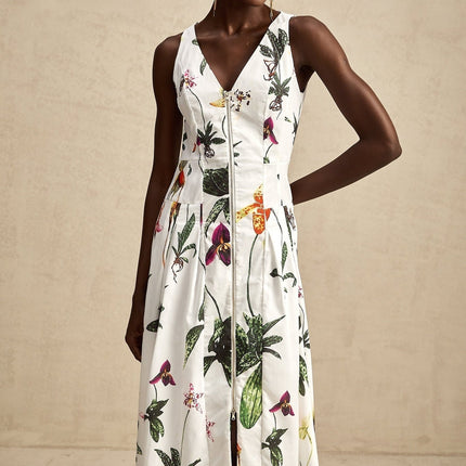 Elda Floral Midi Dress White Multicolor