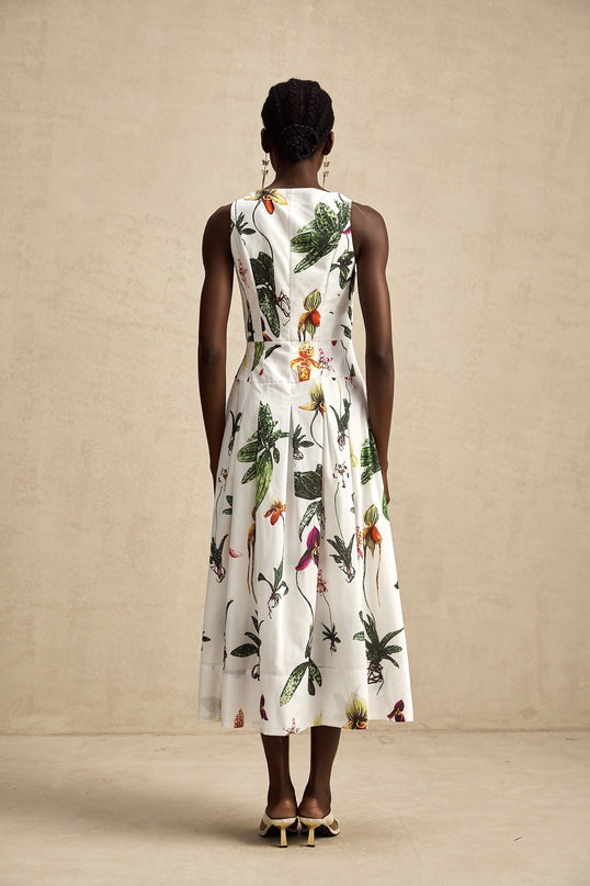 Elda Floral Midi Dress White Multicolor