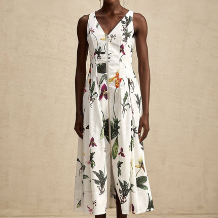 Elda Floral Midi Dress White Multicolor