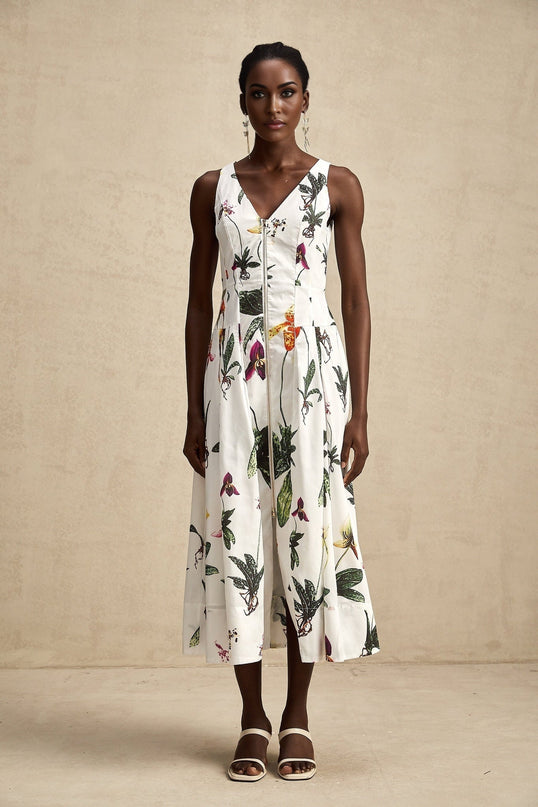 Elda Floral Midi Dress White Multicolor