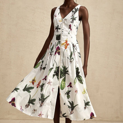 Elda White Floral Midi Dress