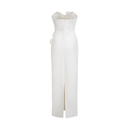 Elda White Sleeveless Floral Midi Dress