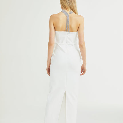 Elda White Sleeveless Floral Midi Dress