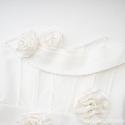 Elda White Sleeveless Floral Midi Dress