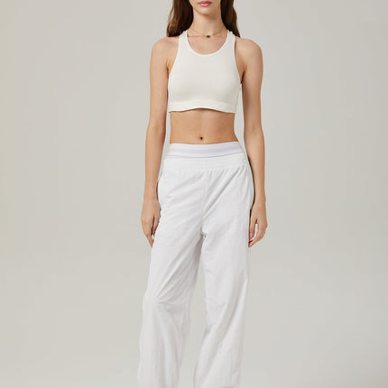 Eleanor White Cotton Cropped Top Racerback V-Neck Elasticated Underband