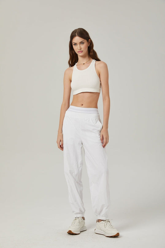 Eleanor White Cotton Cropped Top with Racerback Design