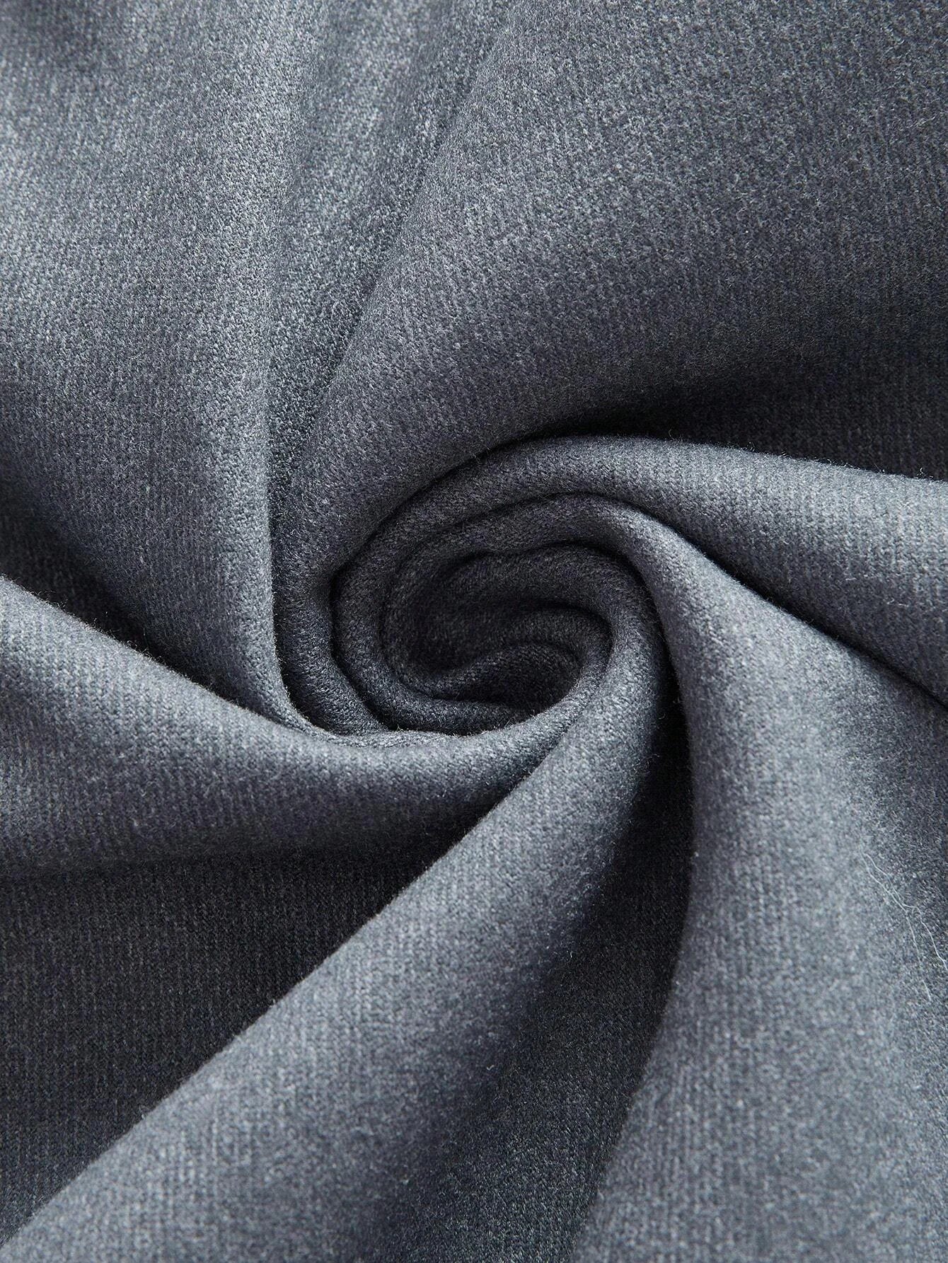 Elegant Contrast Color Faux Pocket Design Woolen Dress With Collar And Sleeve Details For Women