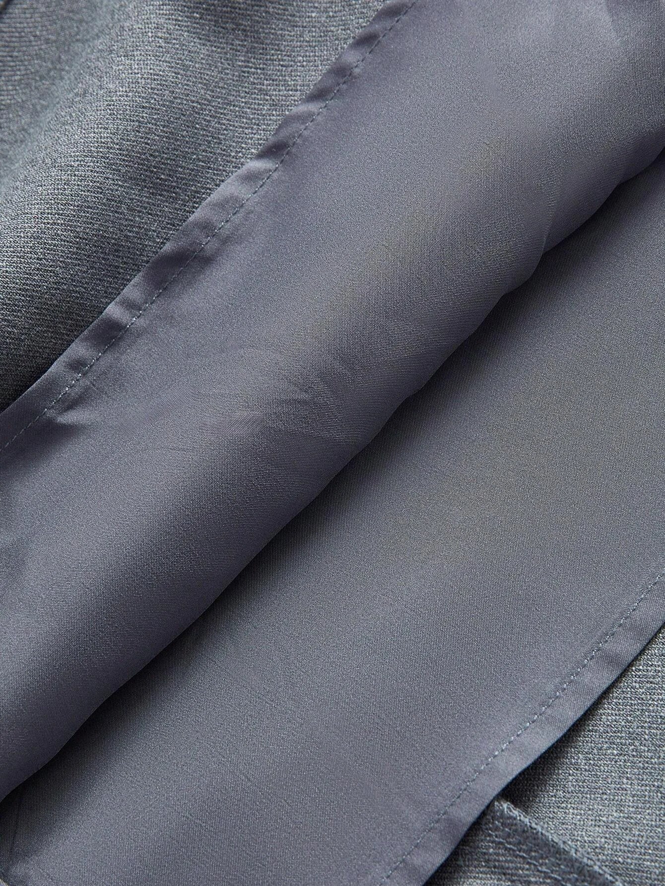 Elegant Contrast Color Faux Pocket Design Woolen Dress With Collar And Sleeve Details For Women