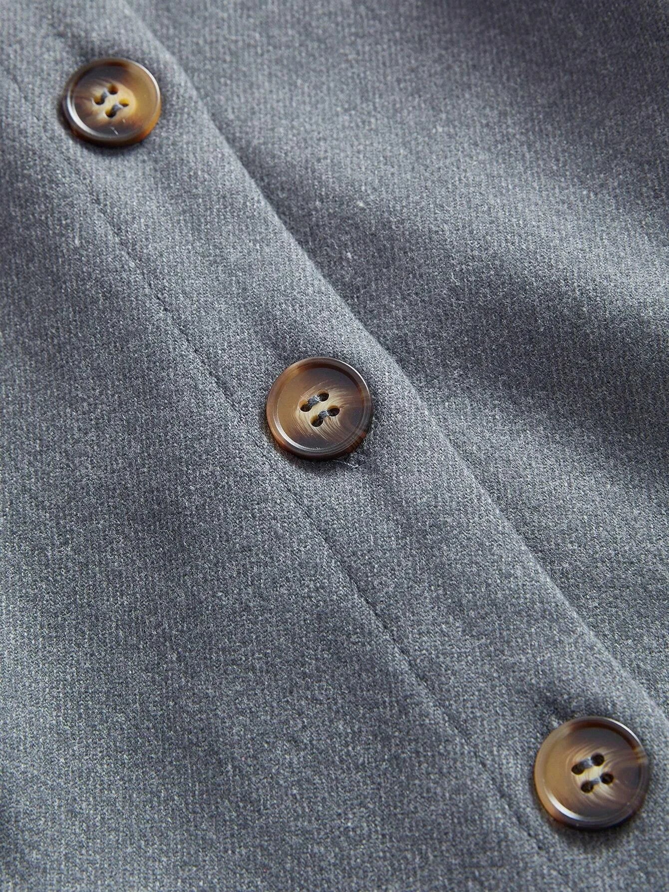 Elegant Contrast Color Faux Pocket Design Woolen Dress With Collar And Sleeve Details For Women