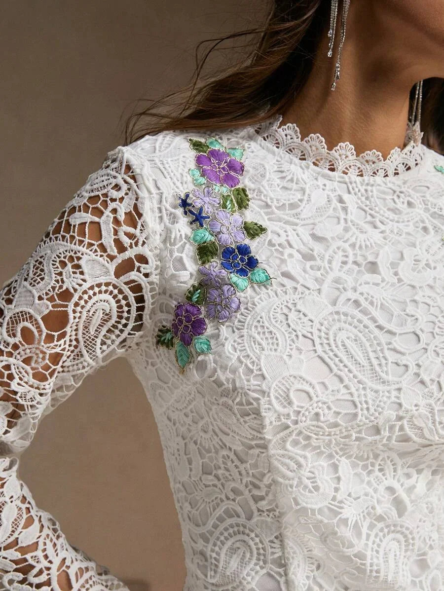 Elegant Embroidered MidLength Dress For Women SpringAutumn