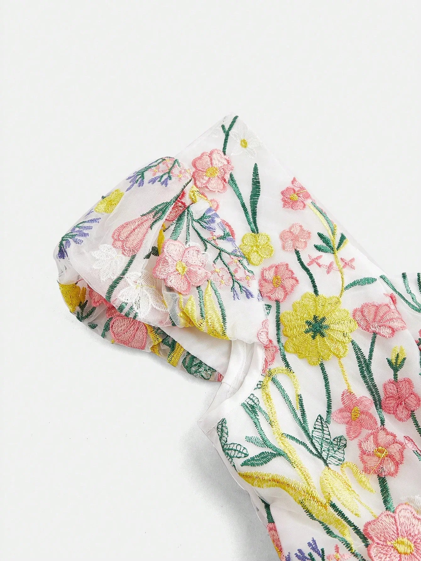 Elegant Floral Embroidered Dress Romantic Long Gown Summer New Years Outfit