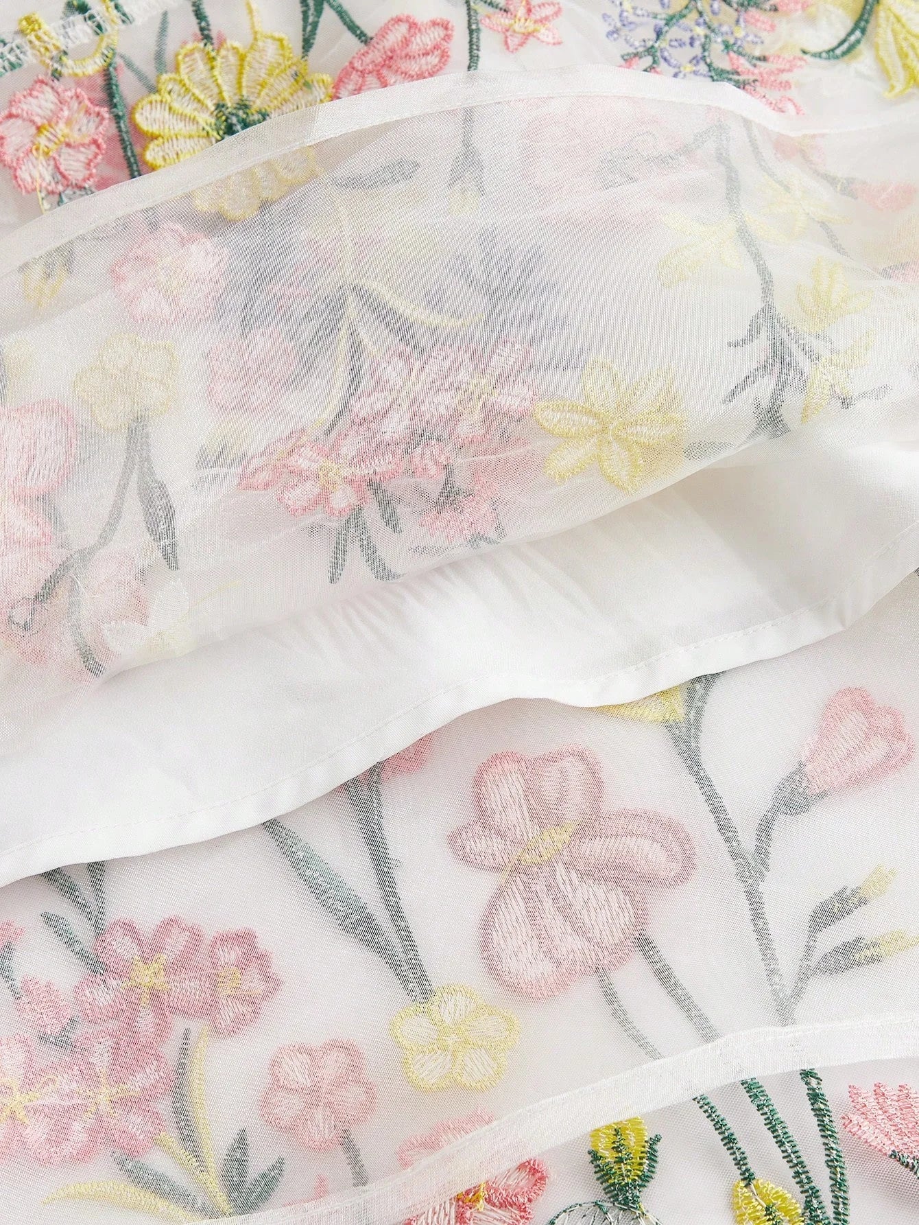 Elegant Floral Embroidered Dress Romantic Long Gown Summer New Years Outfit