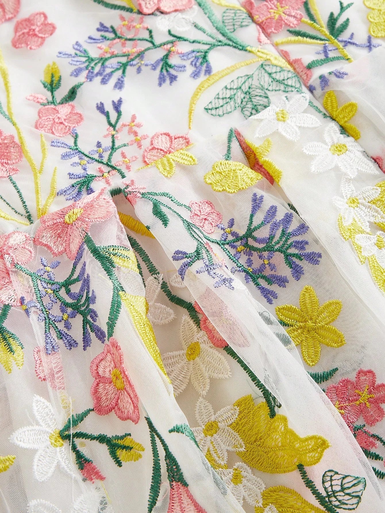 Elegant Floral Embroidered Dress Romantic Long Gown Summer New Years Outfit