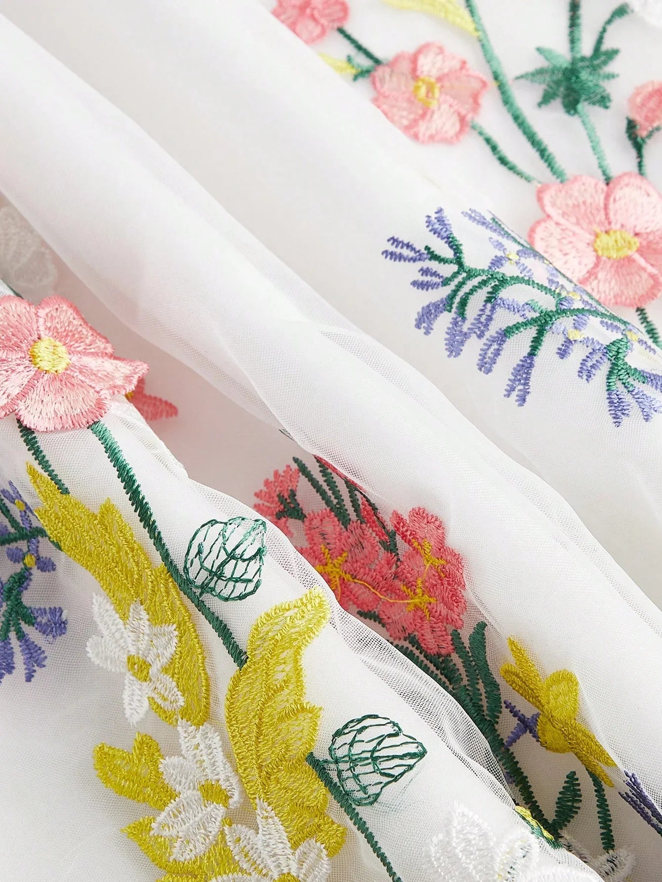 Elegant Floral Embroidered Dress Romantic Long Gown Summer New Years Outfit