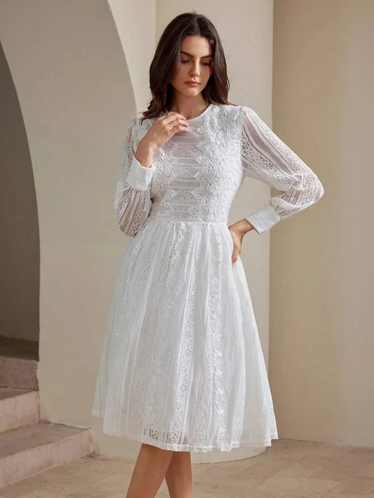 Elegant French Rose Lace Womens Evening Dress Maxi Women Outfit