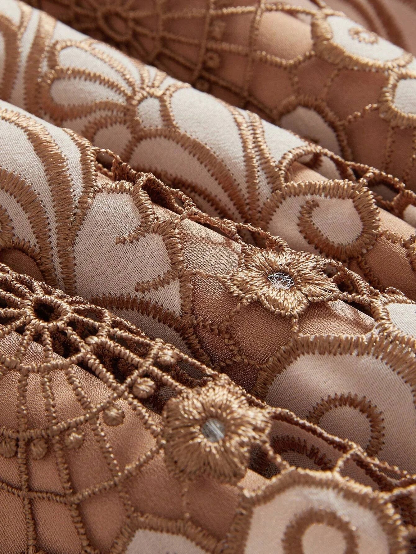 Elegant HollowOut Embroidery Dress Autumn