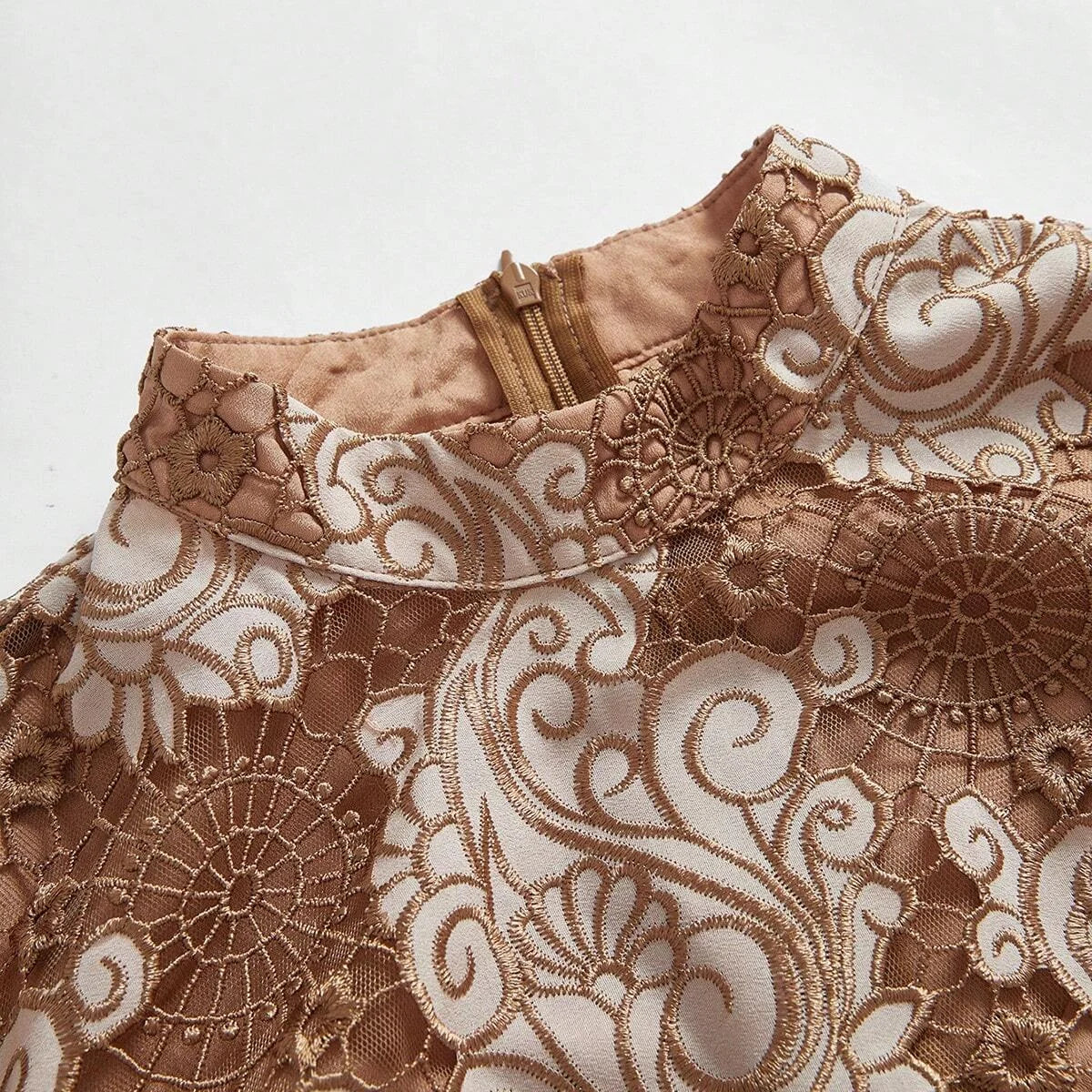 Elegant HollowOut Embroidery Dress Autumn