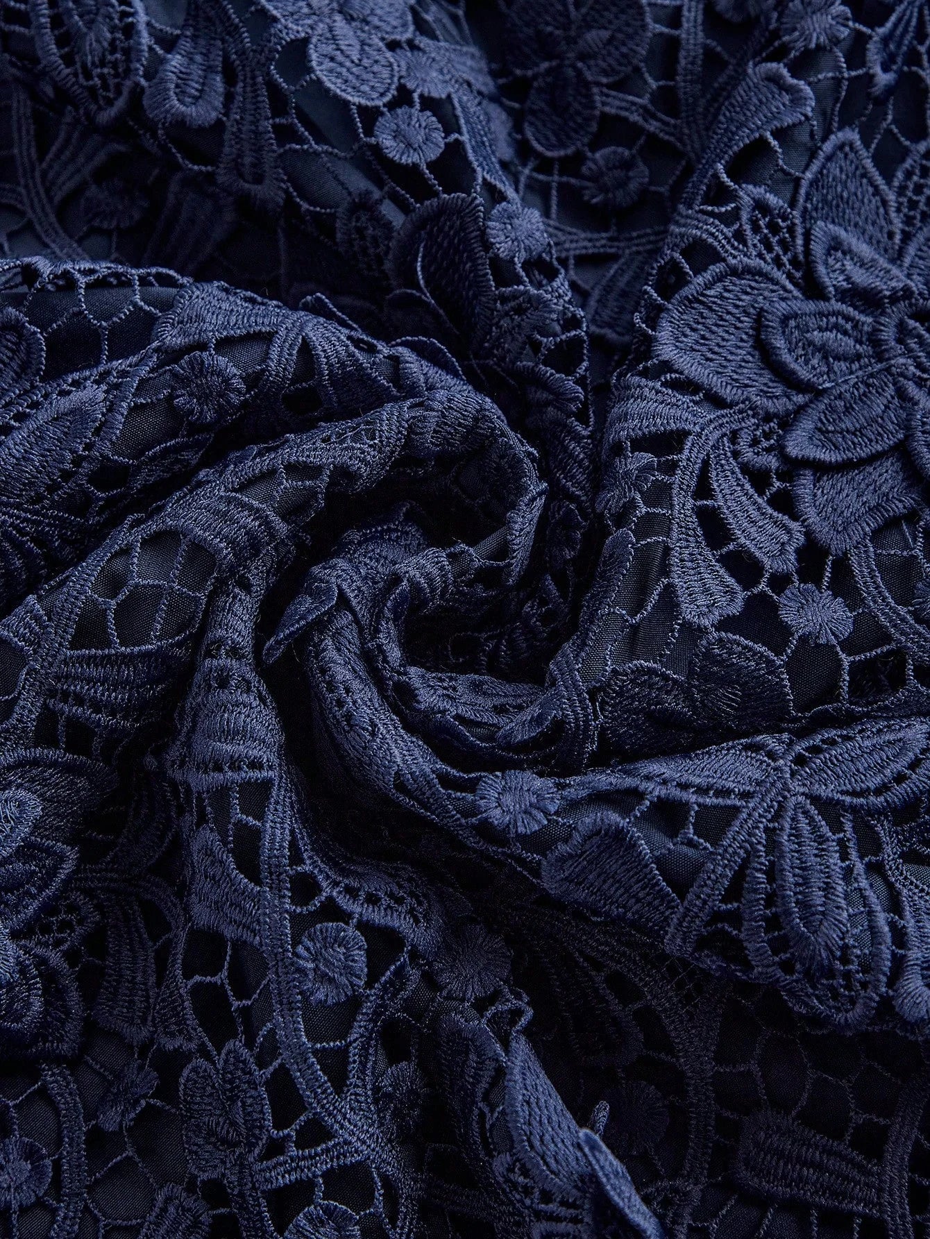 Elegant Lace HollowOut Patchwork Waist Belt Slim Waist Round Neck Midi Dress Summer Easter Outfit