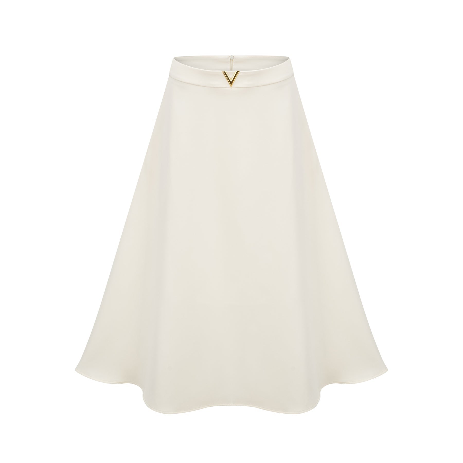 Elegant neutralcolored matching set featuring a top and skirt with delicate 3D petal details