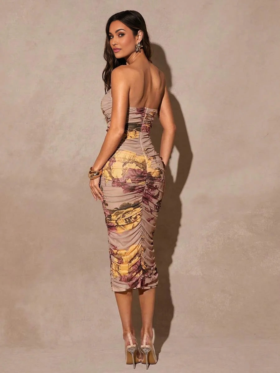 Elegant Ombre Print Romantic Valentines Day Dating Sage Green amp Light Red Bodycon Mini Dress High