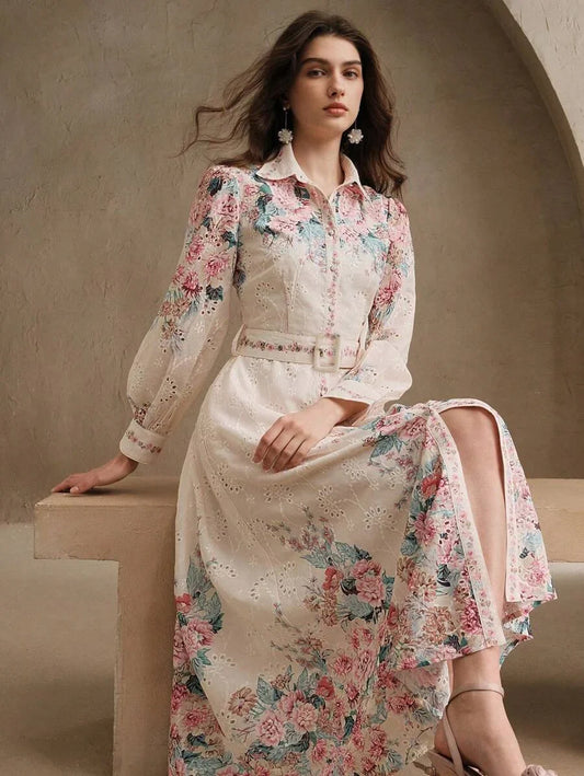 Elegant Romantic Floral Print Summer Dress For Women
