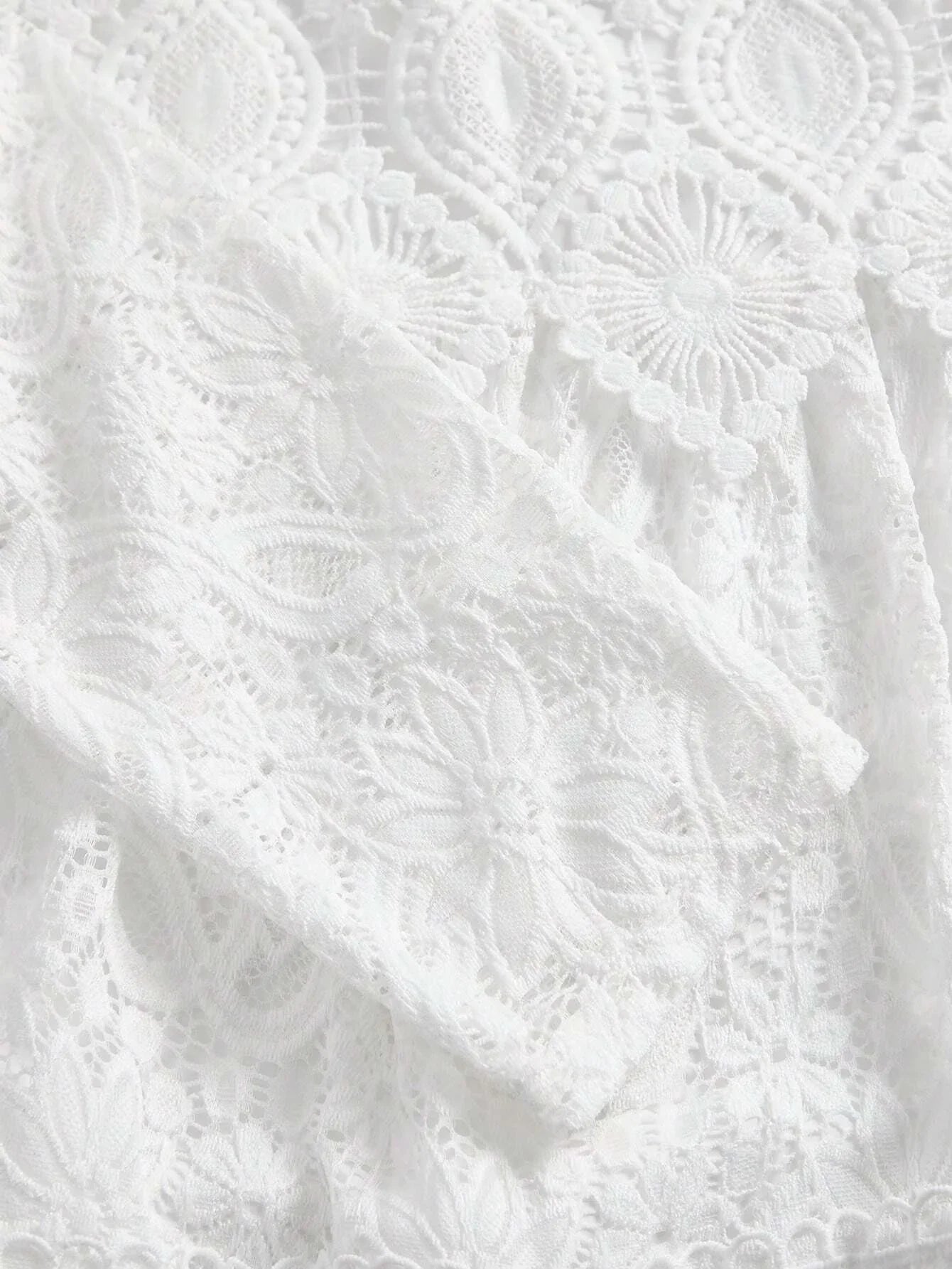 Elegant Solid Color Water Soluble Lace Patchwork Dress