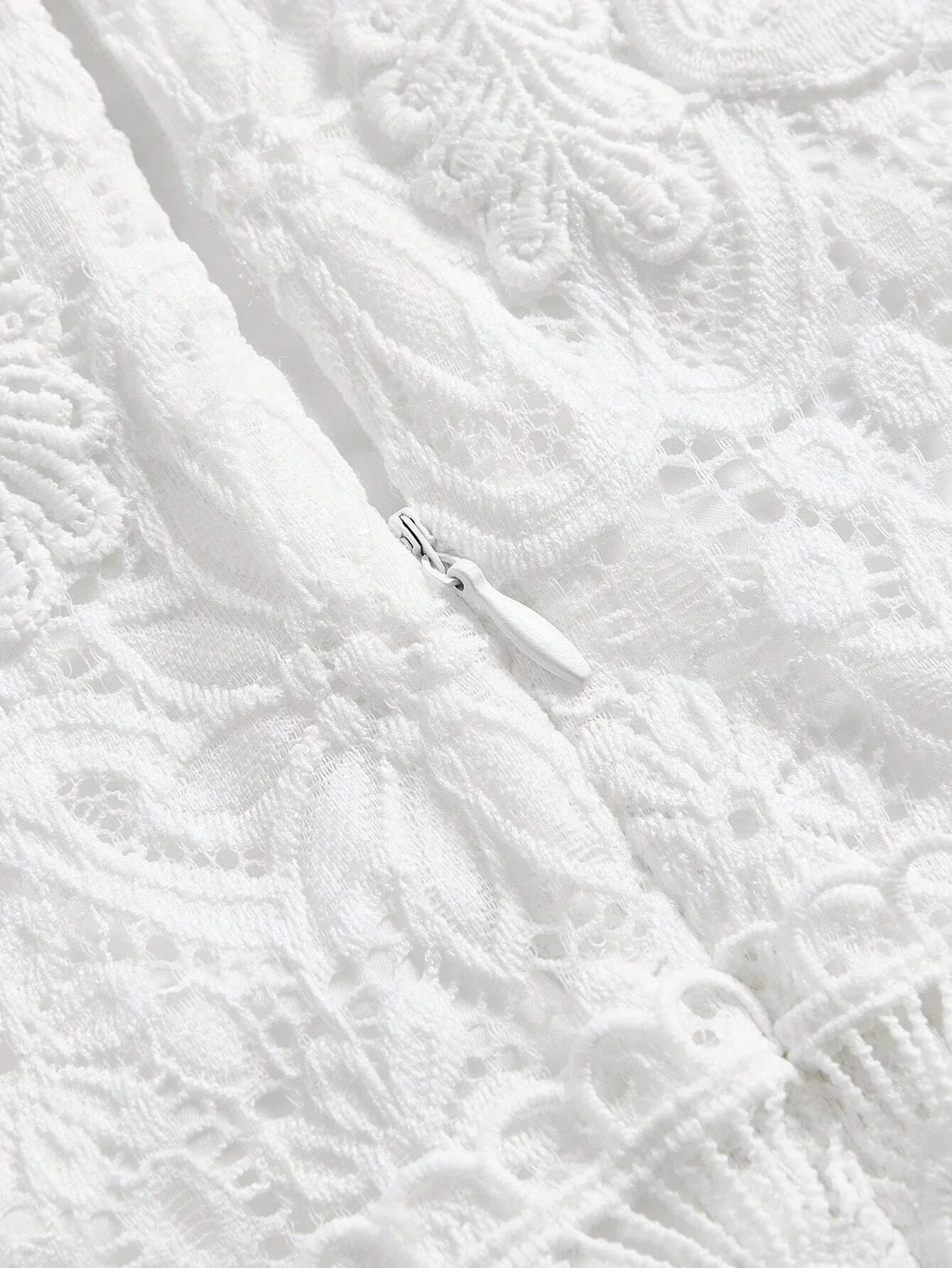 Elegant Solid Color Water Soluble Lace Patchwork Dress