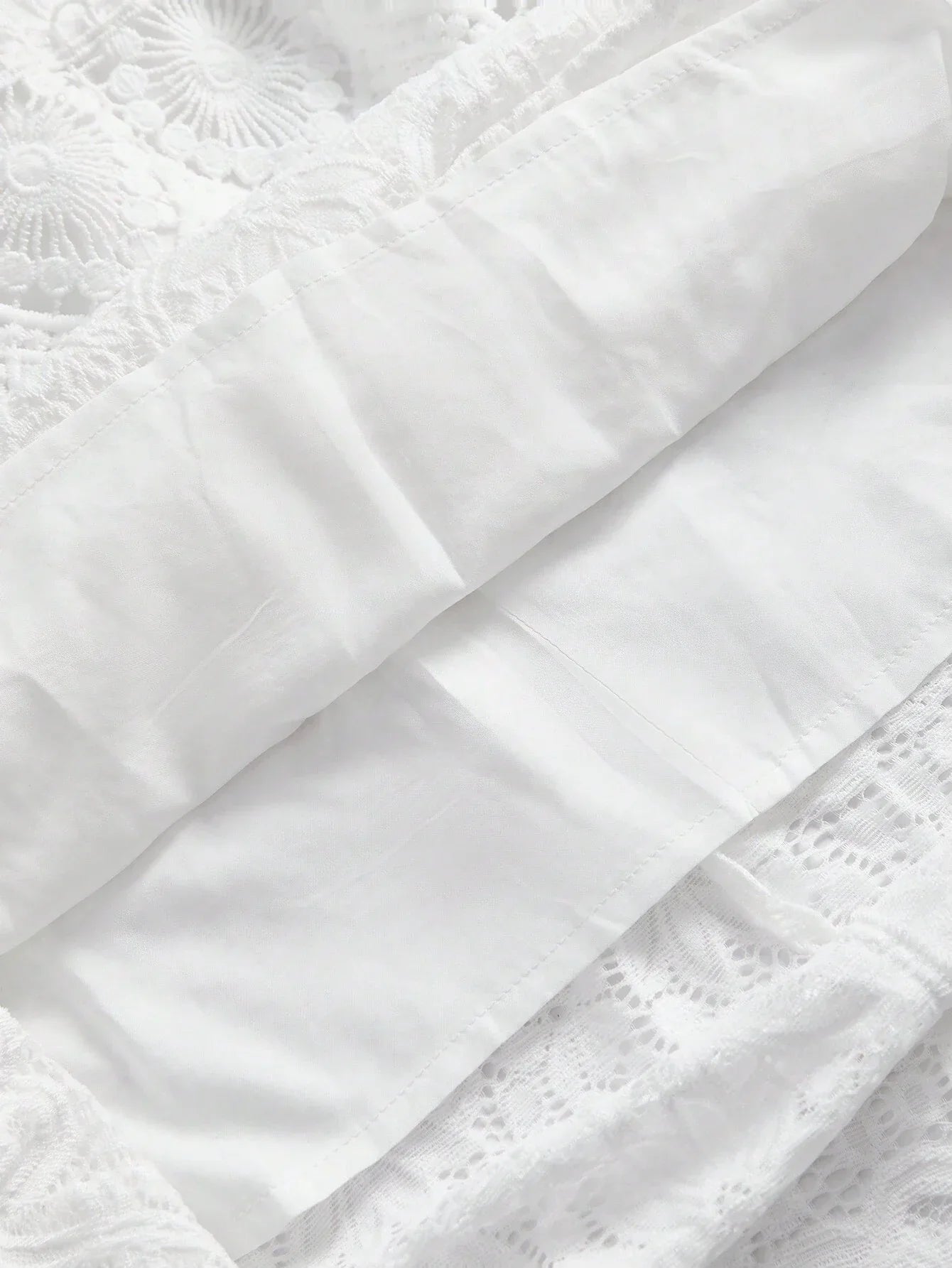 Elegant Solid Color Water Soluble Lace Patchwork Dress