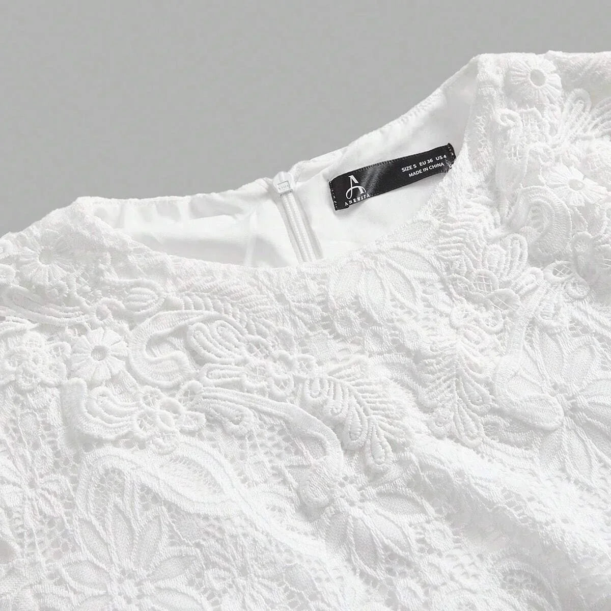 Elegant Solid Color Water Soluble Lace Patchwork Dress