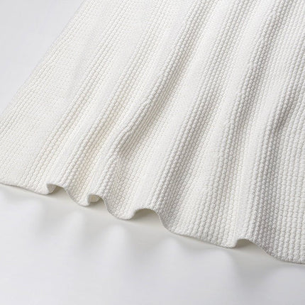 Elegant white flared hem dress with pocket detailing
