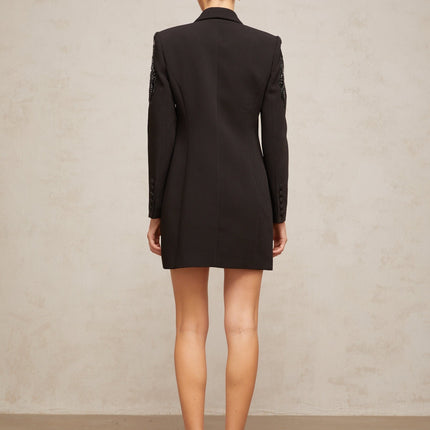 Éléna Black Embellished Sequined Blazer Dress