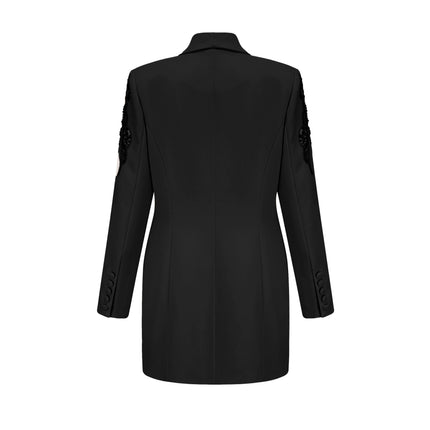Éléna Black Embellished Sequined Blazer Dress