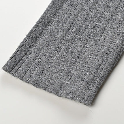 Elena Gray Ribbed Knit Long Sleeve Top with Decorative Knots