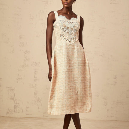 Elena Neutrals Embroidered Mini Dress