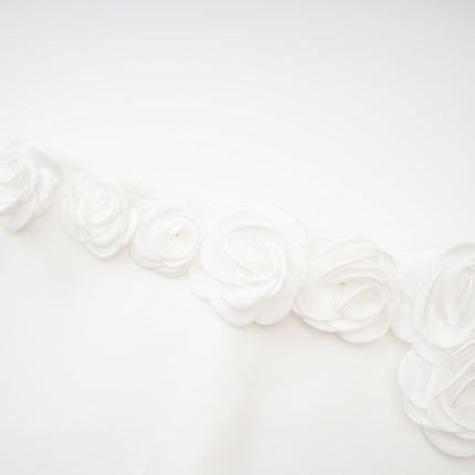 Elena White Faux-Flower Detail Cropped Top and Ankle-Length Skirt Set