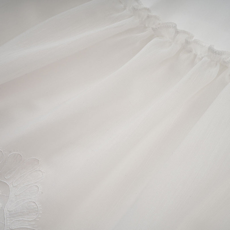 Elena White Guipure Lace Mini Dress with Sweetheart Neckline and Ruffled Detailing