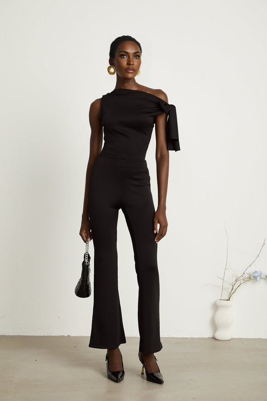 Eleonora Black Knit Matching Set Top Trousers