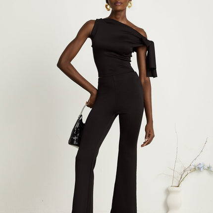 Eleonora Black Knit Matching Set Top Trousers