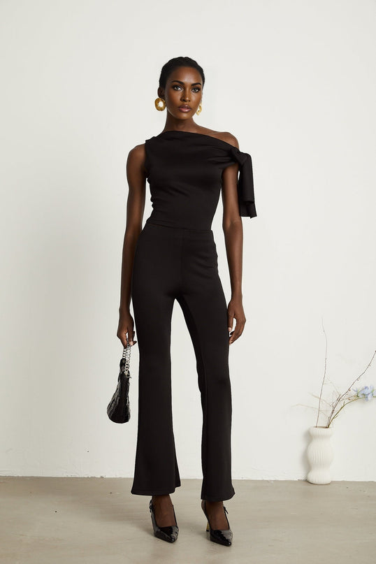 Eleonora Black Knit Matching Set Top Trousers