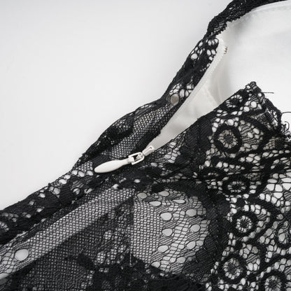 Éléonore contrastcolor lacedetail maxi dress