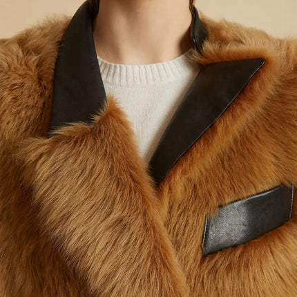 Elettra Brown Dress Sunset Glow fur coat