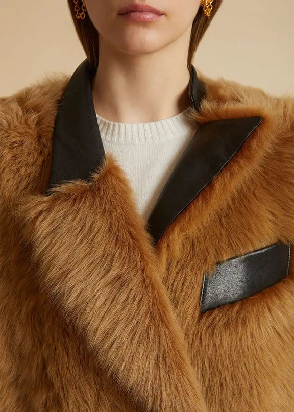Elettra Brown Dress Sunset Glow fur coat