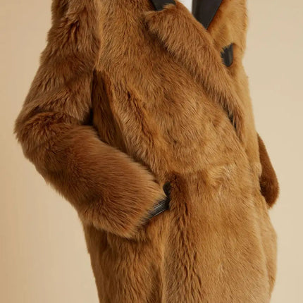 Elettra Brown Fur Coat Sunset Glow