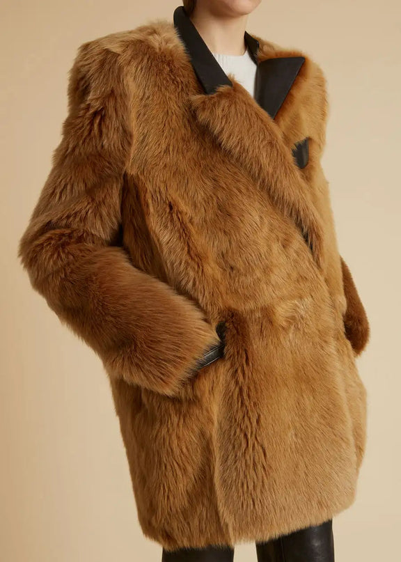 Elettra Brown Fur Coat Sunset Glow