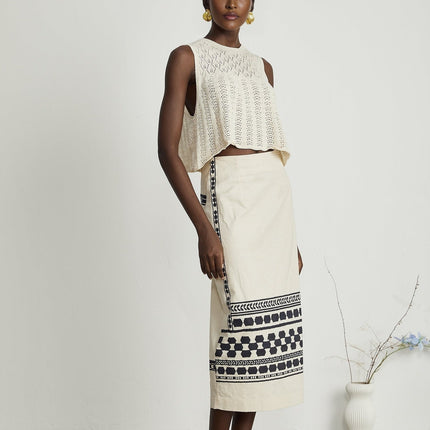 Elettra Neutrals Pattern Print Midi Dress