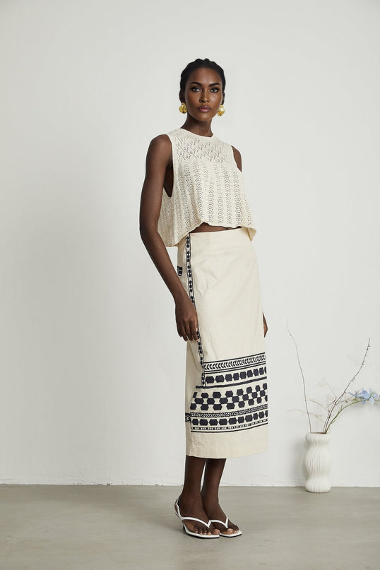 Elettra Neutrals Pattern Print Midi Dress