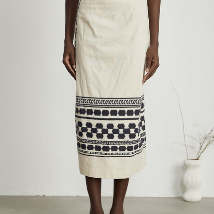 Elettra Neutrals Pattern Print Midi Dress