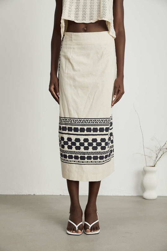 Elettra Neutrals Pattern Print Midi Dress