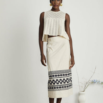 Elettra Pattern Print Midi Dress in Neutrals