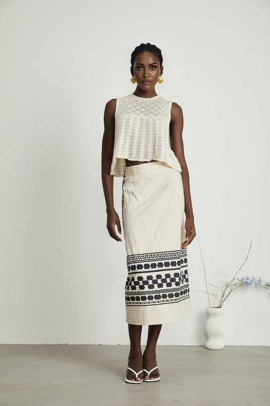 Elettra Pattern Print Midi Dress in Neutrals